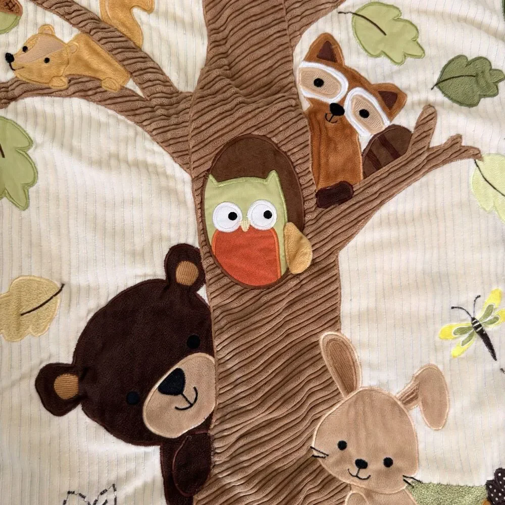 Lambs & Ivy ECHO Woodland Crib Quilt Comforter Fox Owl Bear Hedgehog Rattle